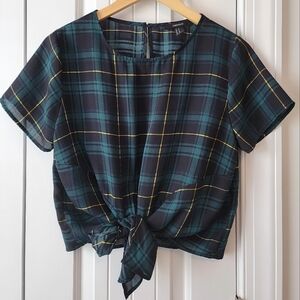 Green Plaid Blouse